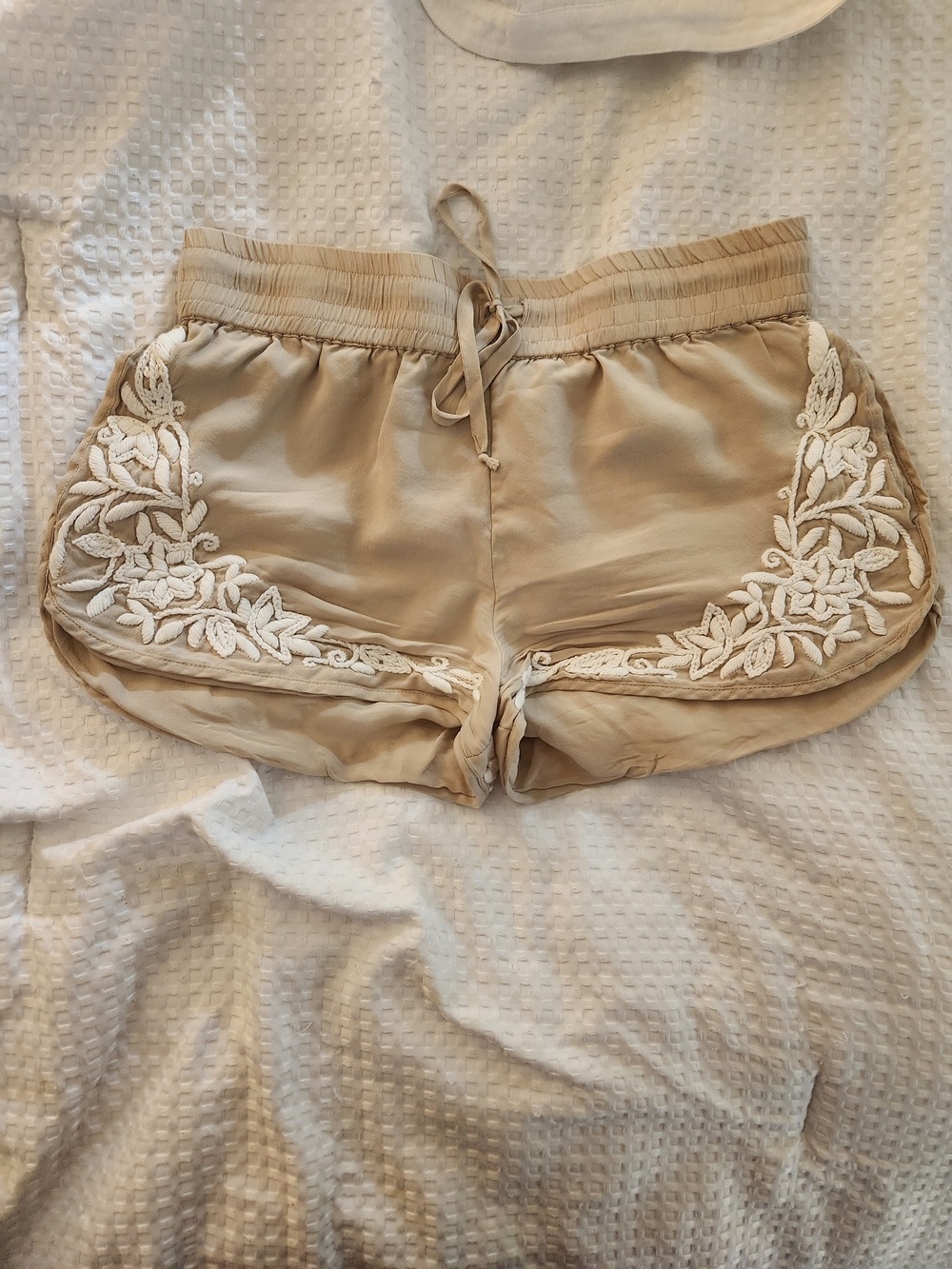 Haute Hippie Beige Embroidered Shorts